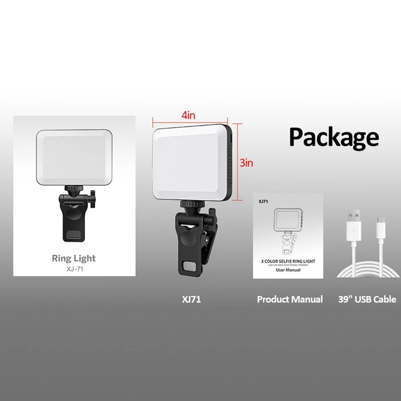 Ring Light Selfie Light With Front & Back Phone Clip 80Led 2000Mah Rechargeable Portable Clip On Light For Tablet/Laptop Durable