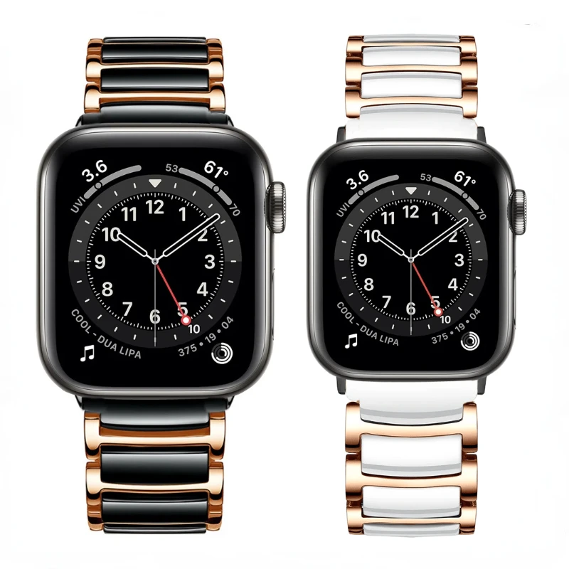 Ceramic+Metal Strap For Apple Watch UItra2 9 8 7 49mm 45mm 41mm Bracelet For iWatch Series 6 5 4 SE 42mm 40mm 44mm 38mm Correa