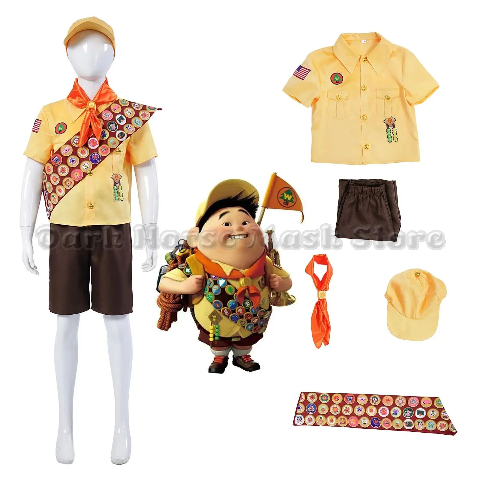 

Up Cosplay Costume Little Boy Russell Little Explorer Game Movie Character Performance Costume Halloween Cosplay Costume Russell