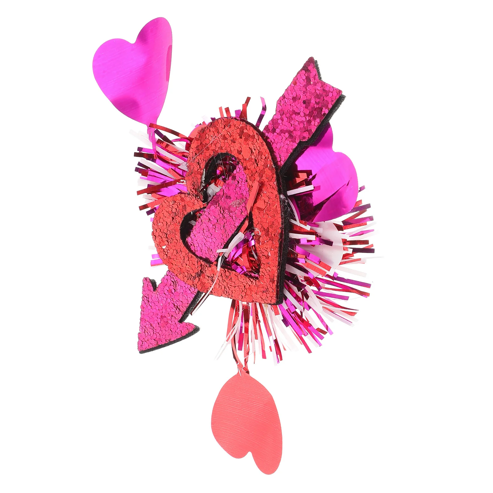 مشابك شعر على شكل قلب بشريط لامع لامع، مشابك تمساح للأطفال والبنات، إكسسوارات شعر لعيد الحب #6