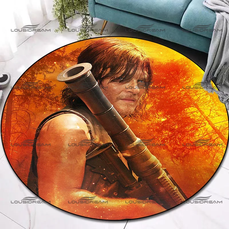 Round Popular American TV Series Carpet The Walking Dead Daryl Dixon Pattern Series Rugs Indoor Home Decor Mats Seat Sofa Mats