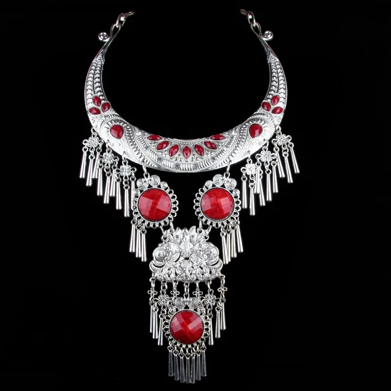 

Ethnic Style Exaggerated Large Collar Jewelry Hang Decorations Han Chinese Clothing Accessories Miao Silver Accessories Necklace