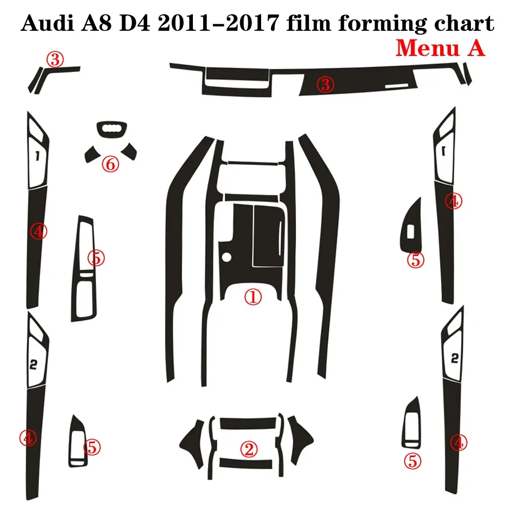 Für Audi A8 D4 2011-2017 Innen Zentrale Bedienfeld Türgriff 3D Carbon Faser Aufkleber Aufkleber Auto Styling zubehör