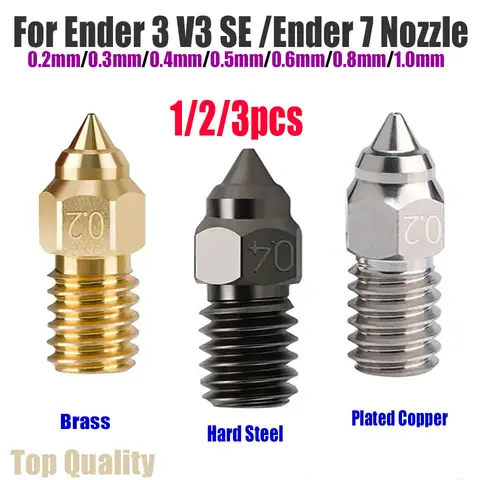 Ender 3 V3 SE 노즐 ENDER 7/Spider ender 5 S1 Serise 0.2 0.4 0.6 0.8 1.0mm 3D 프린터 부품 고속 노즐 1/2/3PCS