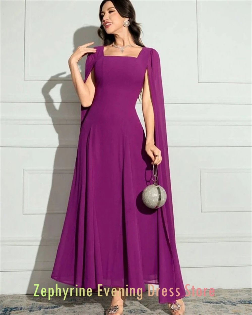 فستان سهرة جيرسي بسيط مخصص أنيق بياقة مربعة فساتين العودة للوطن كلاسيكية سويب تراين فساتين مناسبة خاصة