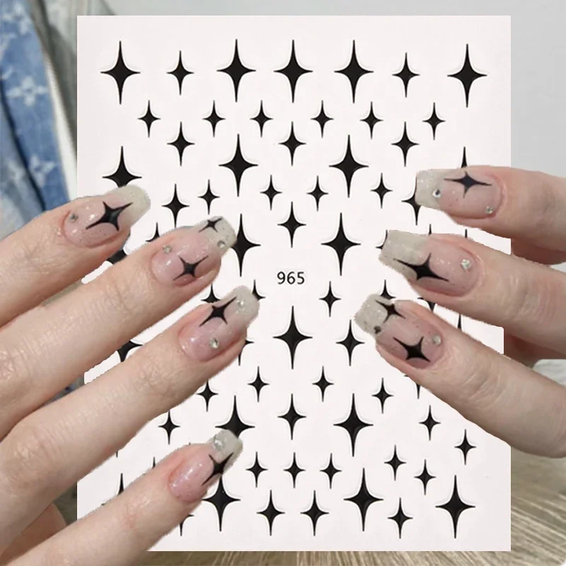 1/10 PCS 4-pointed Star Nail Art Stickers White Silver Gold 3D Star Pattern Waterproof Sweatproof Lasting Decorative Nails Decal