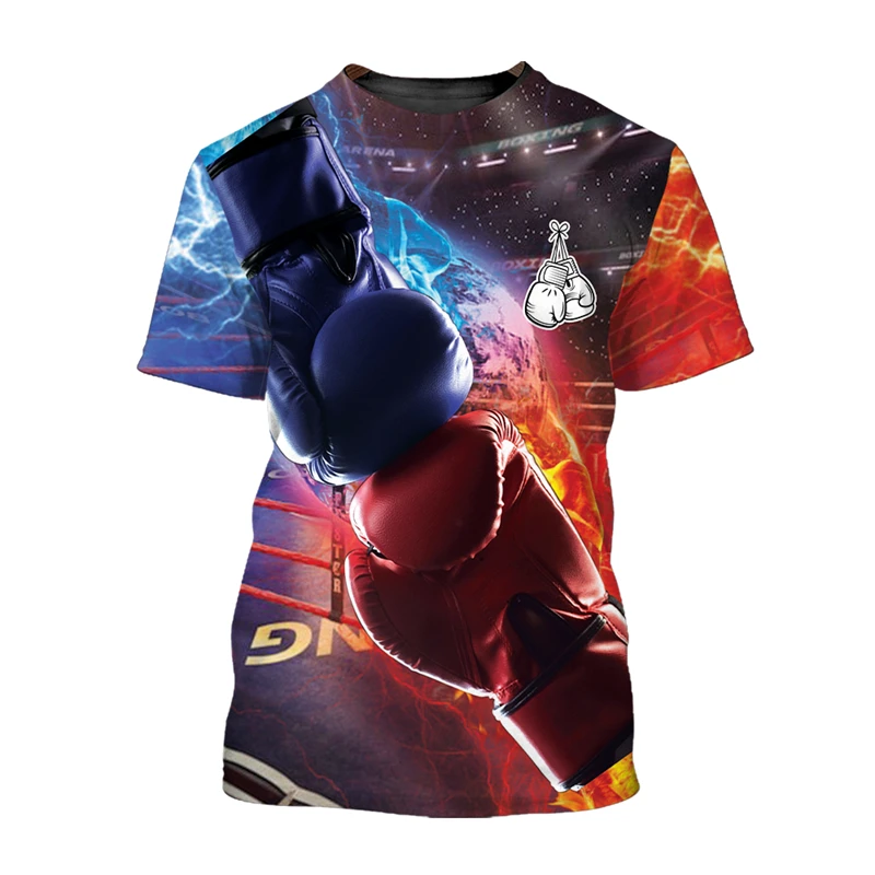 

Футболка с боксерским кольцом, мужская одежда, футболки с короткими рукавами и улицей Hot Blood, перчатки с принтом, индивидуальный трендовый топ со скелетом