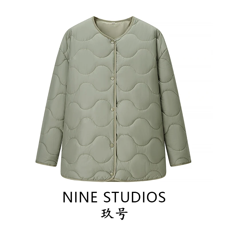 

Loose Fit round Ne Button up Pure Color Cotton Jaet Women's Casual Outerwear Comfortable Breathable Straight Cut Sle