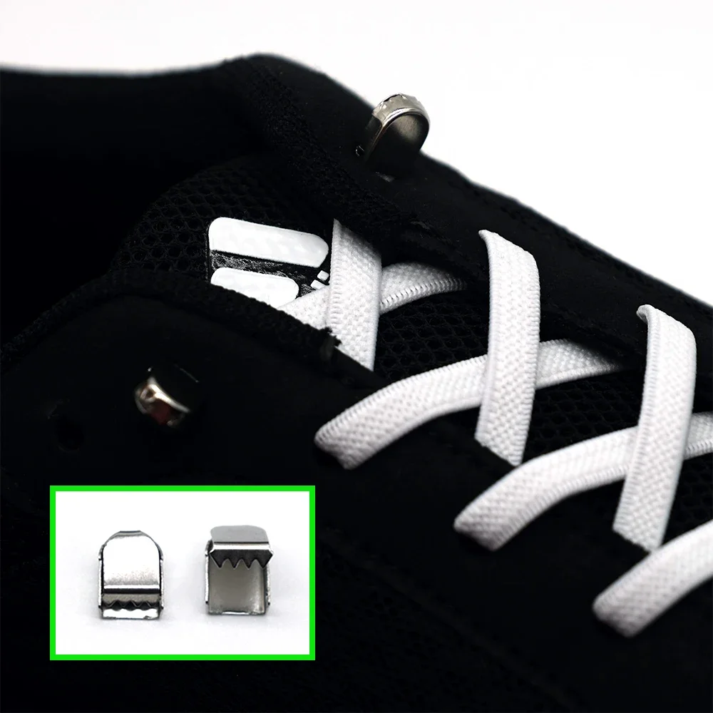 Fashion High Quality Shoelace No Tie Nylon Elastic Shoe Laces Quick Metal Buckle Laces Sneakers Flat Shoelaces Fits Kids Adult