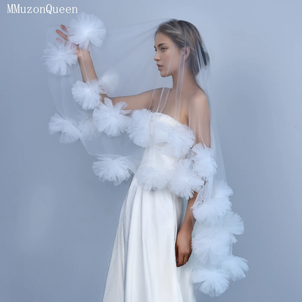 

TOPQUEEN M11 3d цветочная свадебная фата, сшитая вручную, с румянами и украшением, с 3d цветочными свадебными аксессуарами, настраиваемая