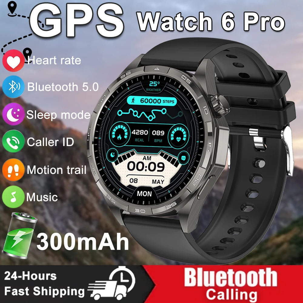 

Новые часы Watch6 Pro GPS Мужские умные часы 360*360 AMOLED-экран Bluetooth 5.0 Вызов Мониторинг сердечного ритма IP68 Водонепроницаемые умные часы