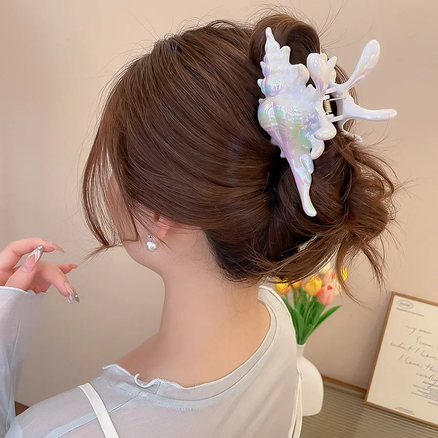 جديد قوقعة تصميم دبوس الشعر أنيقة المحيط مشبك شعر مقاطع للشعر الرقيق ، هدية القرش كليب عطلة الشعر التقييم للنساء #4