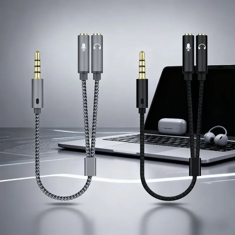 

3.5mm Audio Splitter Earphone Extension Cable Jack 3.5mm 1 Male to 2 Female Mic Y Splitter AUX Cable Headset Splitter Adapter