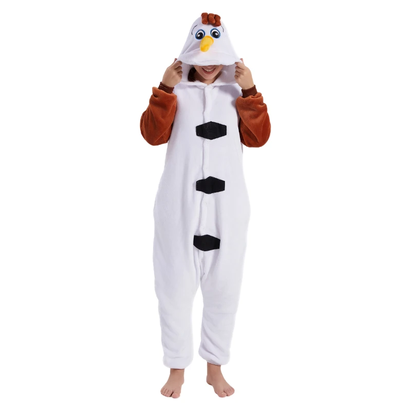 

Disney Frozen Olaf Snowman Costume Adult Full Body Jumpsuit White Plush Onesie Halloween Christmas Party Cosplay Outfit Official