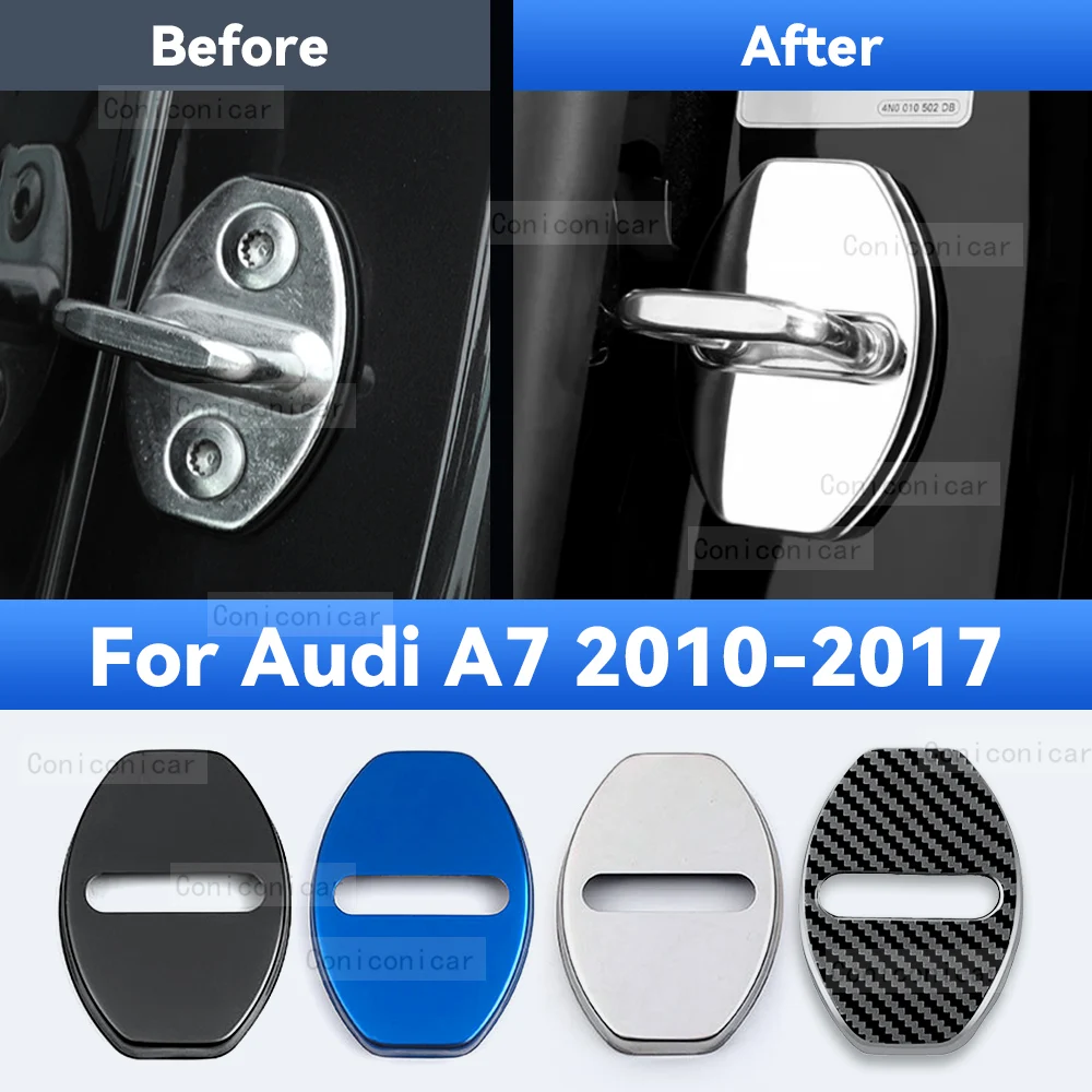 

4PCS Car Door Lock Protector Cover Stainless Steel For AUDI A7 2010-2017 Auto Protect Buckle Anti-rust Decoration Accessories