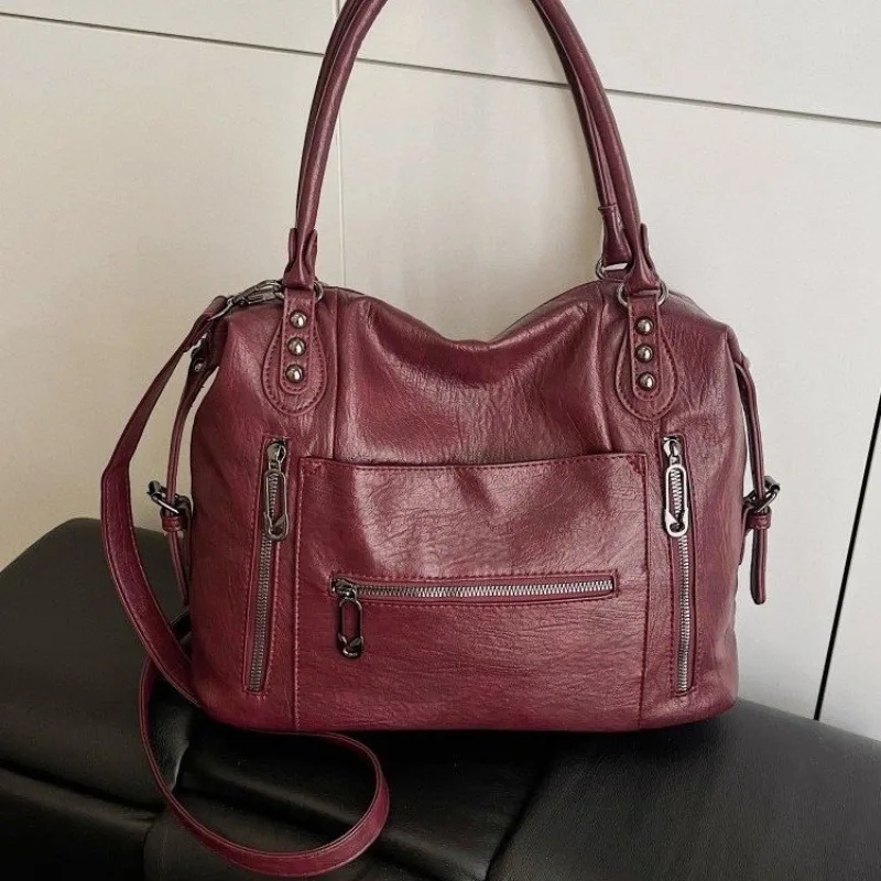 

Fashionable Women Diaper Bags: Classic Designer Leather Shoulder Bag, Minimalist Vintage Trendy Crossbody Bag With Letter Logo