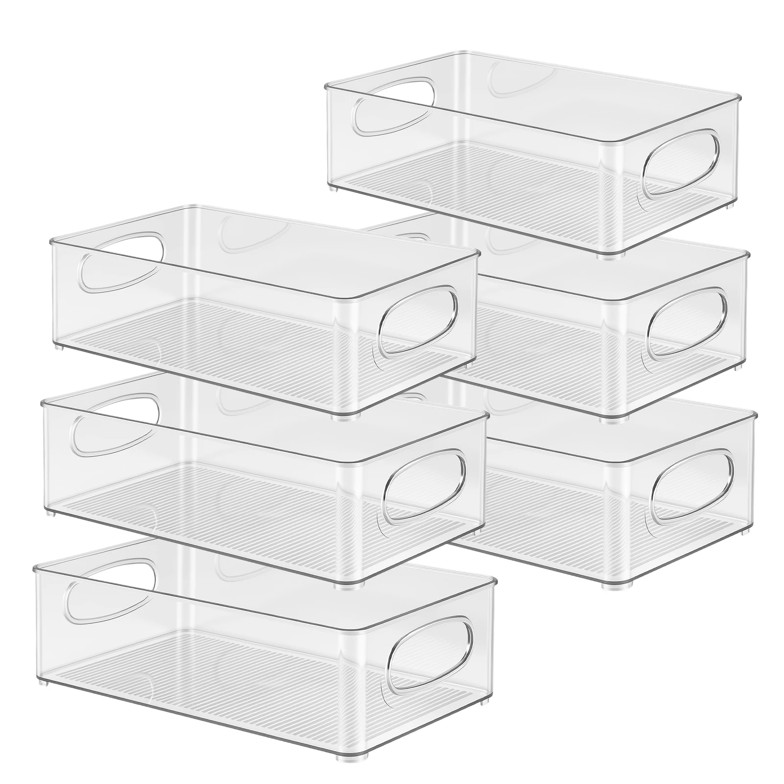 Organizzatori per frigorifero, scatole trasparenti impilabili (confezione da 6), contenitori per la conservazione in frigorifero, organizzatori e contenitori per dispensa, contenitori per frigorifero,