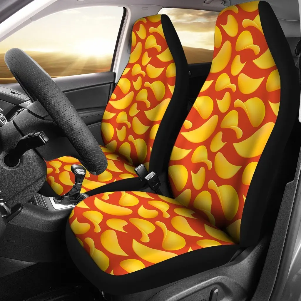 Potato Chip Print Pattern Seat Cover Car Seat Covers Set 2 Pc, Car Accessories Car Mats