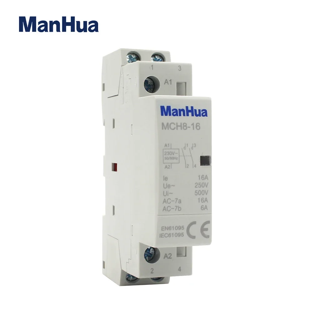 Contactor Modular ManHua MCH8-16 2P 16A 220V/230V 50/60HZ Contactor Modular de CA para el hogar con carril Din