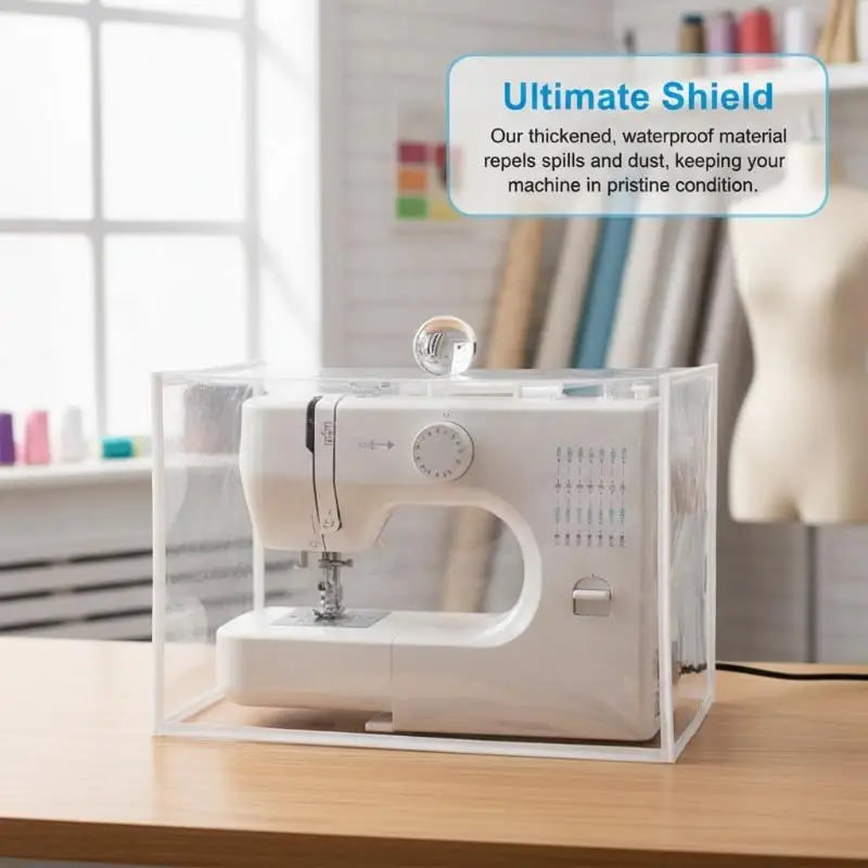 Transparent Sewing Machine Dust Cover With Storage Pockets Multifunctional Organizer For Home Use
