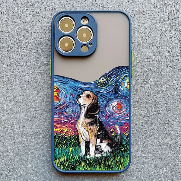Interessante Ölgemälde-Handyhülle für iPhone 17 16 15 14 Pro Max Plus 13 12 Mini 11 Pro Max XS XR X Plus mit Cartoon-Hundemotiven – Detail 10