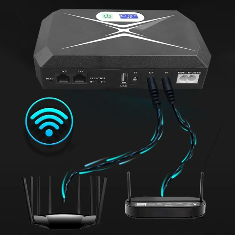 Imagem -04 - Conjunto de Fonte de Alimentação Ininterrupta com Tela Poe 8800mah Bateria Backup para Roteador Wi-fi Cctv Plugue da ue 1