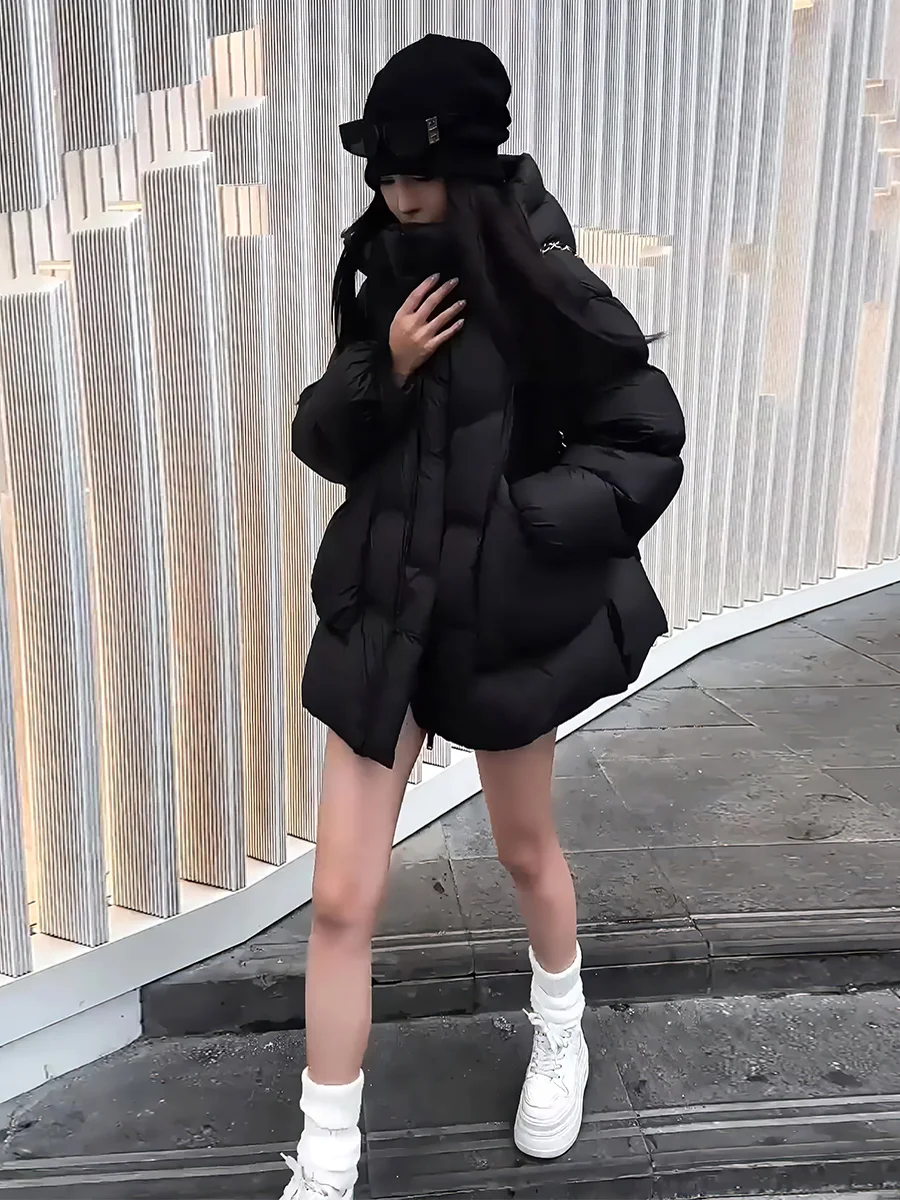 Mujer Thiened blanco Du down Puffer Jaet invierno 2025 nuevo Sle nube espuma sombrero diseño abrigo cálido dulce Sle longitud Regular