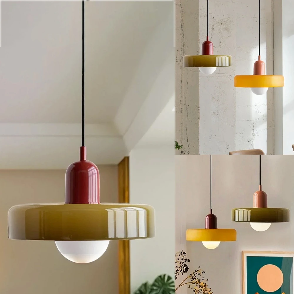 

Macaron Glass Pendant Light Modern Chandelier for Dining Room Kitchen Island Bedside Home Decor Nordic Hanging Lamps