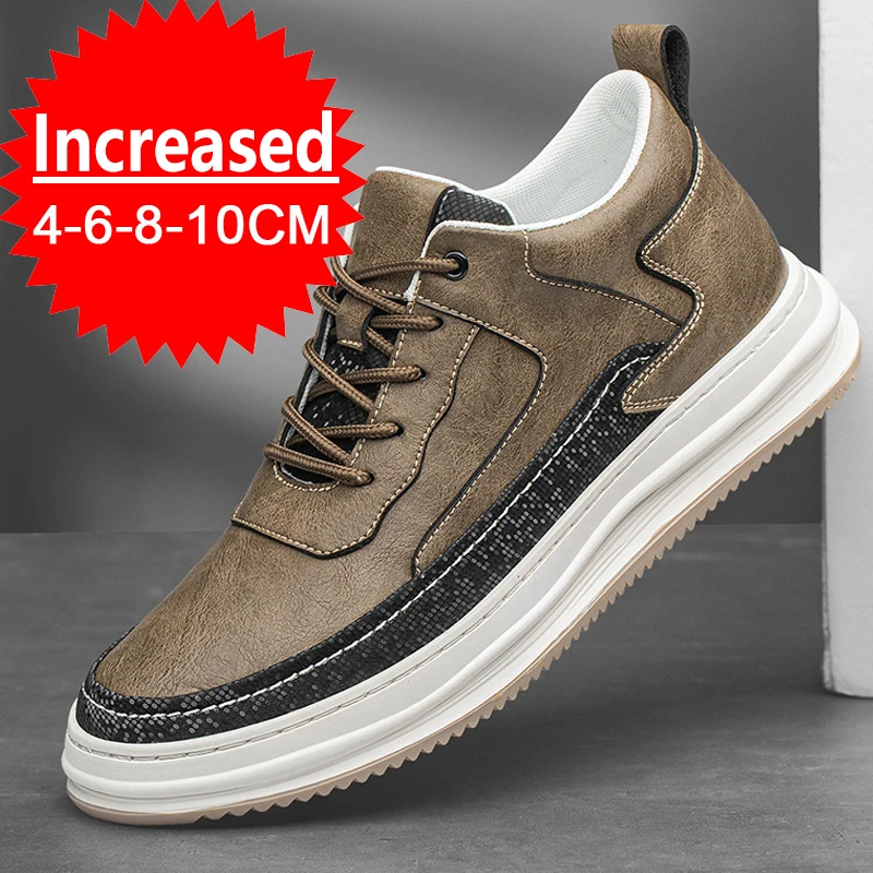 

Sneakers Man Elevator Shoes Height Increase Shoes for Men Insoles 8CM Casual Genuine Leather Sports Heightening Shoes Tall Shoes