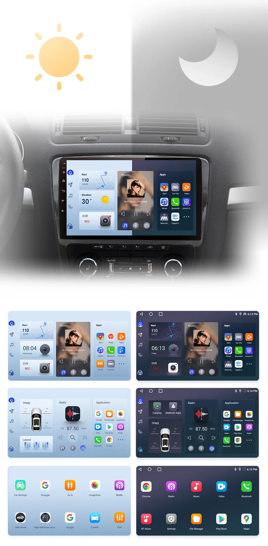 Junsun Kabelloses CarPlay Android Auto Autoradio für Skoda Octavia 2 A5 2008-2013 2 DIN Multimedia-Stereoanlage mit Eingebautem Kühlventilator GPS-Navigation SWC Bluetooth FM RDS DSP IPS-Bildschirm Auto-Intelligentes System 4G WiFi 8-Kern Plug&Play Haupteinheit – Detail 11