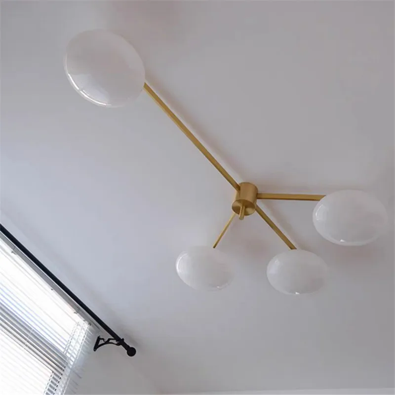 Bauhaus Gold/Schwarz Messing LED Deckenleuchte Weißer Kopfsteinpflaster Glas Lampenschirm Restaurant Küche Schlafzimmer Wohnzimmer Hängelampe