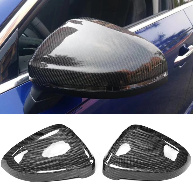 Carbon Fiber Rearview Mirror Covers For Audi A4 B9 Standard Allroad 2017 Side Mirror Caps With Side Assist Replace White Chrom