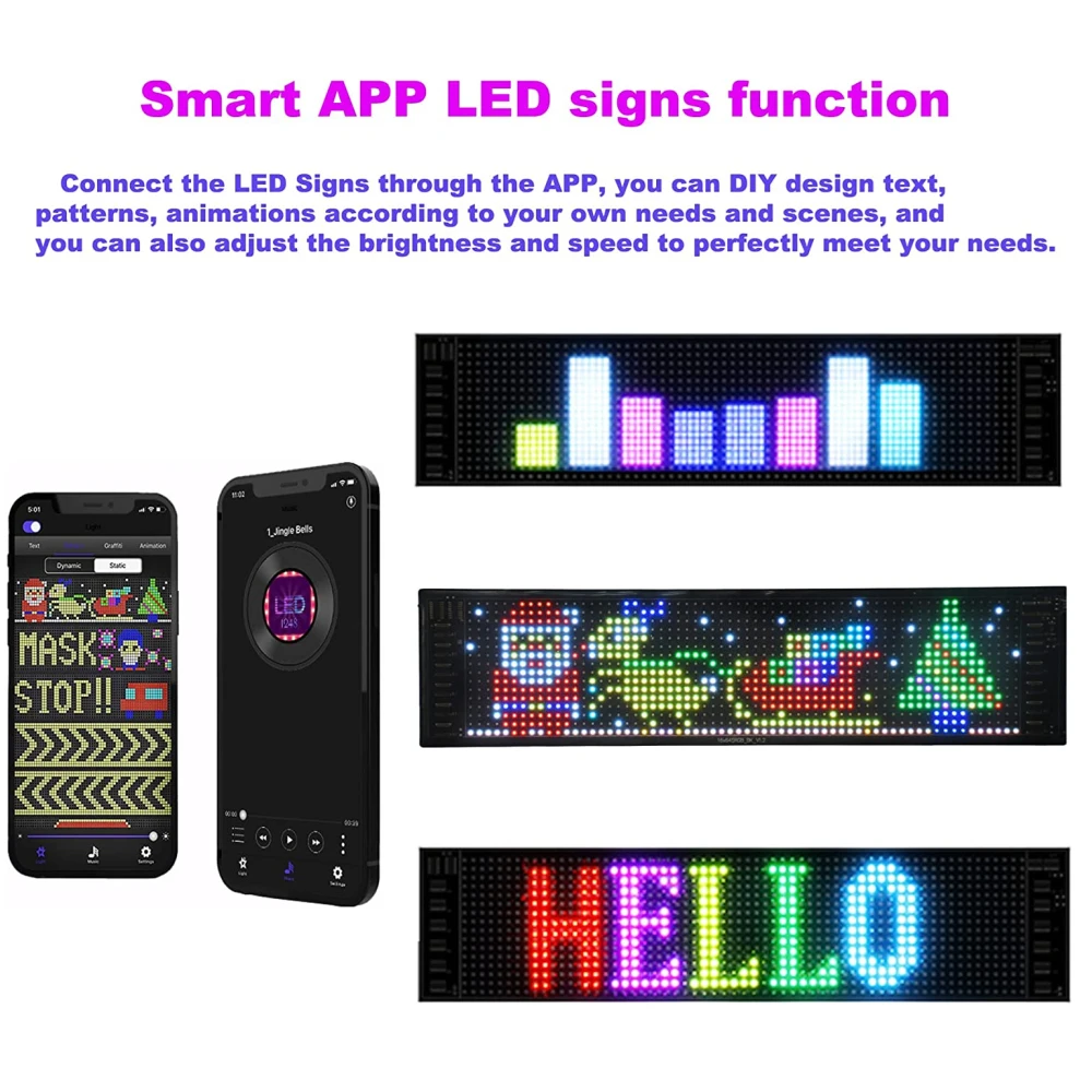 Pixel Block Display Car Play Wireless Led Signs Bluetooth App Programmable Led Car Sign Board USB 5V Led Matrix Panel