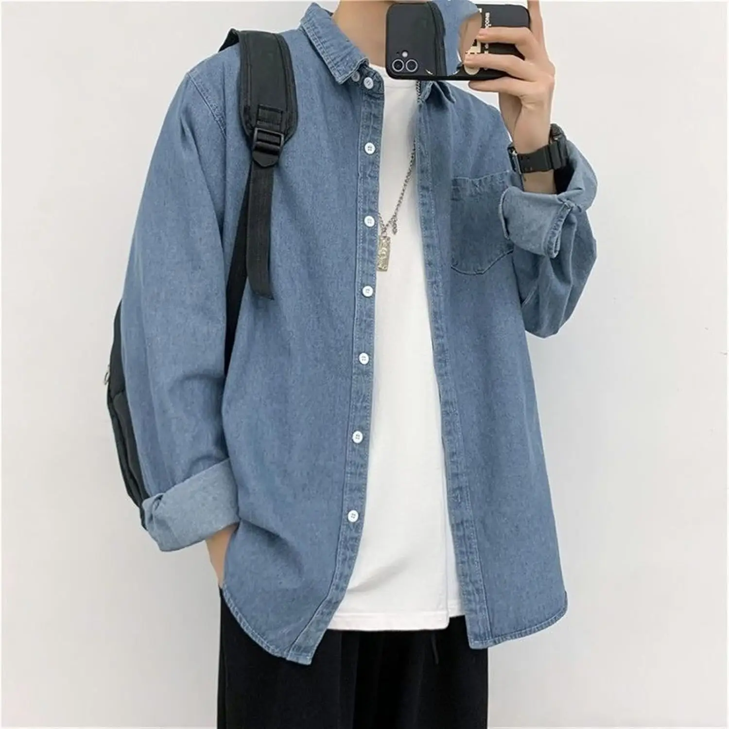 2024 Spring and Summer Retro Loose Casual Oversize Versatile Workwear Denim Jacket for Men(Dark Blue,XXX-Large)