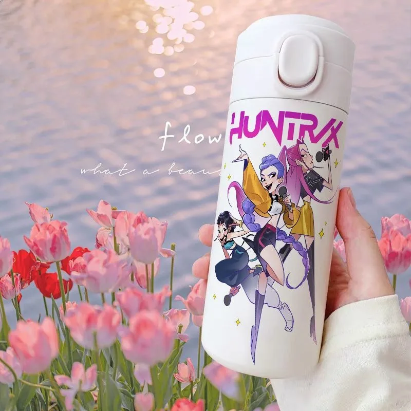 KPop Demon Hunters Cartoon Anime Rumi Mira Zoey Thermosbeker voor meisjes, modieuze schattige draagbare waterfles met grote capaciteit