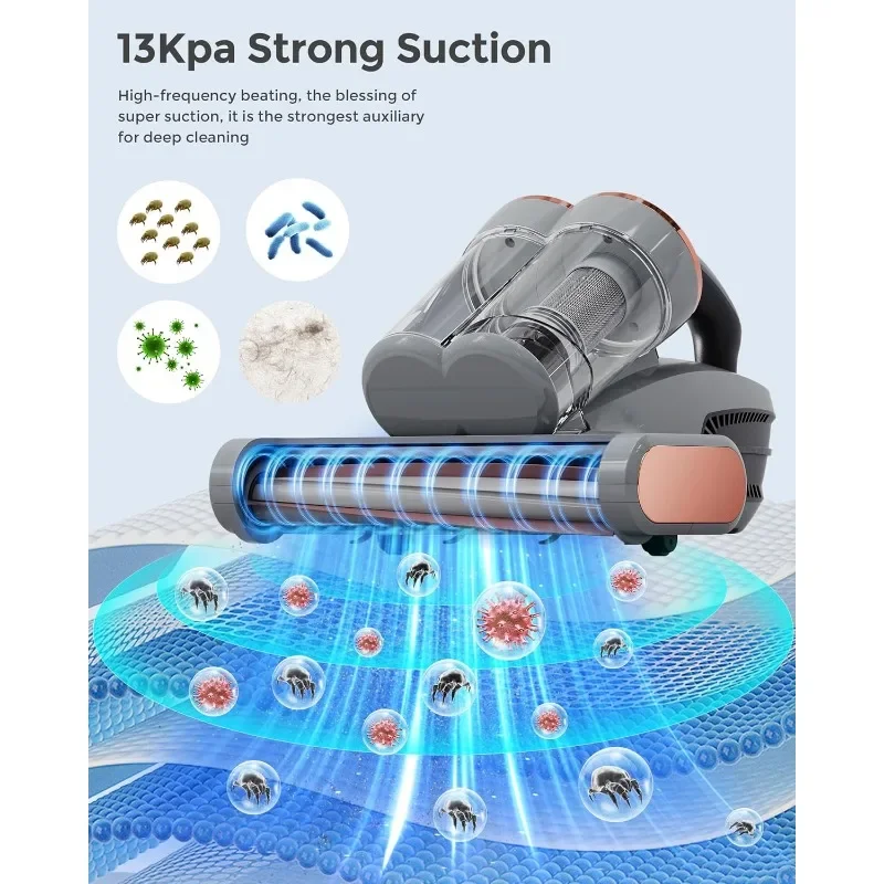 Кровать-пылесос с датчиком пыли: пылесос для матраса мощностью 500 Вт, 13 кПа с УФ-излучением, ультразвуком и высоким нагревом