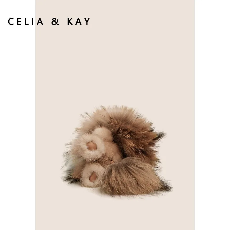 Luksusowy brelok z prawdziwego futra norek z lwem Śliczna pluszowa torba Breloki samochodowe Ozdoby dla kobiet Lusterko wsteczne Wiszące prezenty Dziewczynki Dzieci