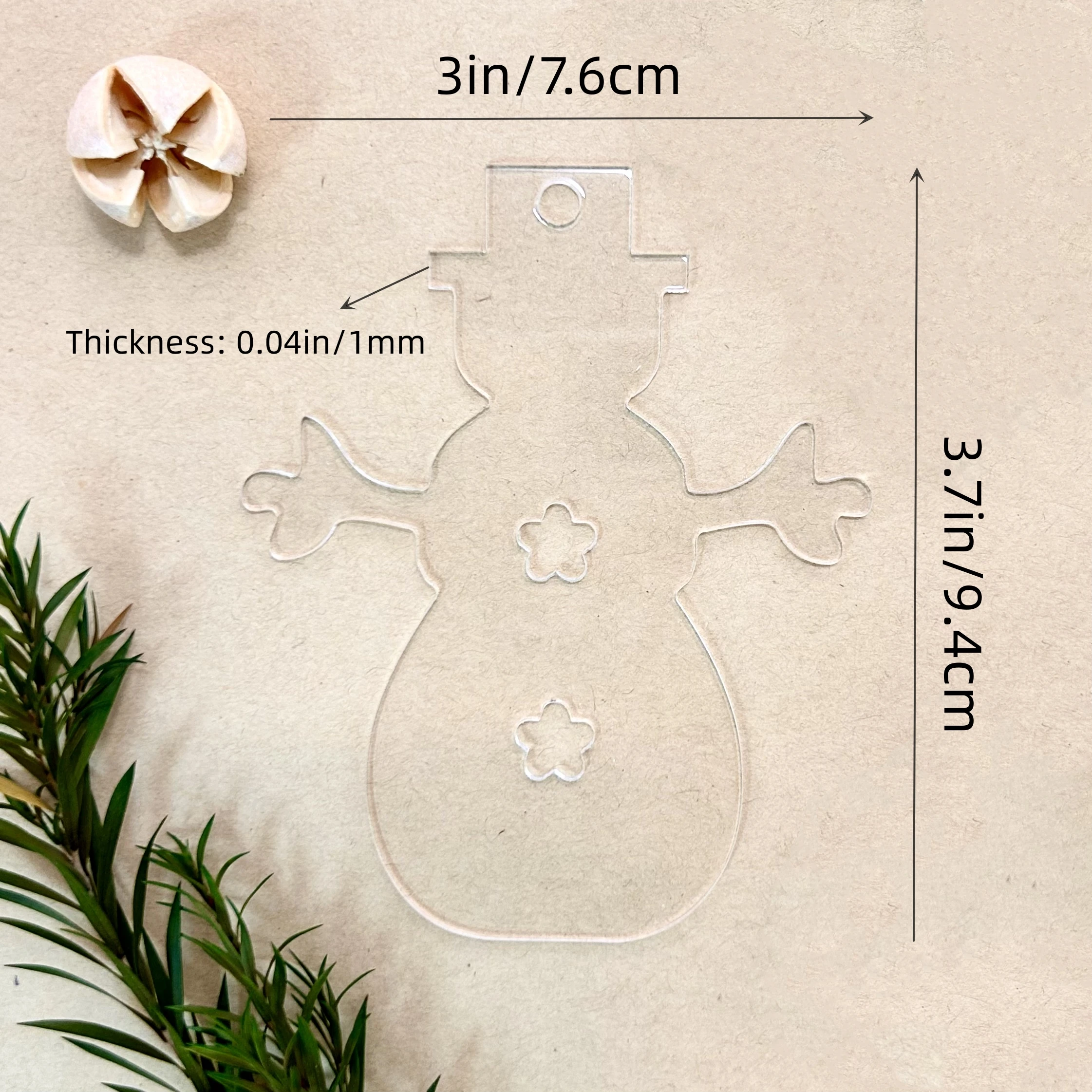 3.7inX3in, 50PCS Clear Blank Acrylic Christmas Ornaments DIY Painting, Snowman Acrylic Christmas Ornaments, for Christmas Tree D