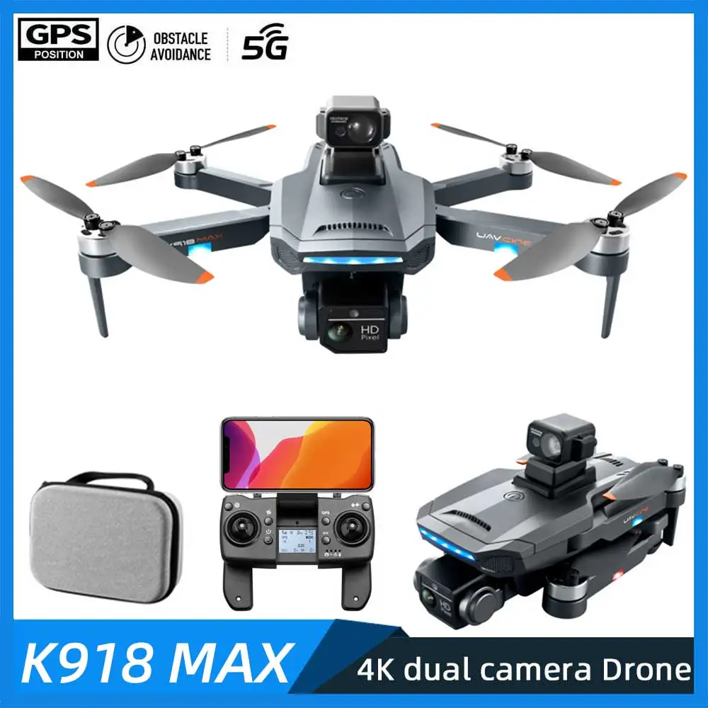 

K918 MAX FPV Drone 4K Professional Dual Cameras 5G Wifi Brushless Motor Obstacle Avoidance Quadcopter RC Helicopter Mini Drone