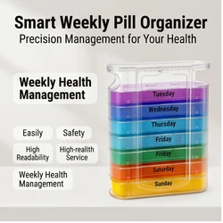 Portable Weekly 7 Days Pill Box Colorful Design Stackable 4 Times A Day Medicine Storage Dispenser/Plastic Pill Organizer Boxes