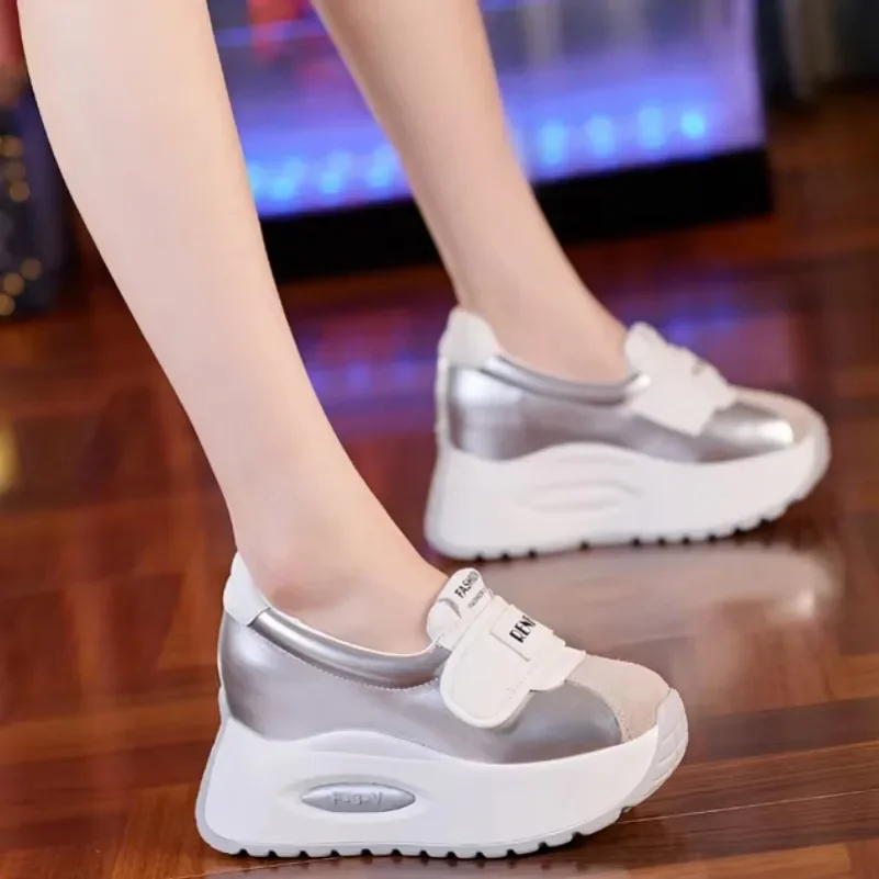 Fujin 8 ซม.ใหม่แพลตฟอร์ม WEDGE Flats ฤดูร้อนแฟชั่นปั๊มหนังแท้ผสมสีผู้หญิงรองเท้าแตะรองเท้าแตะรองเท้าไมโครไฟเบอร์ปั๊ม