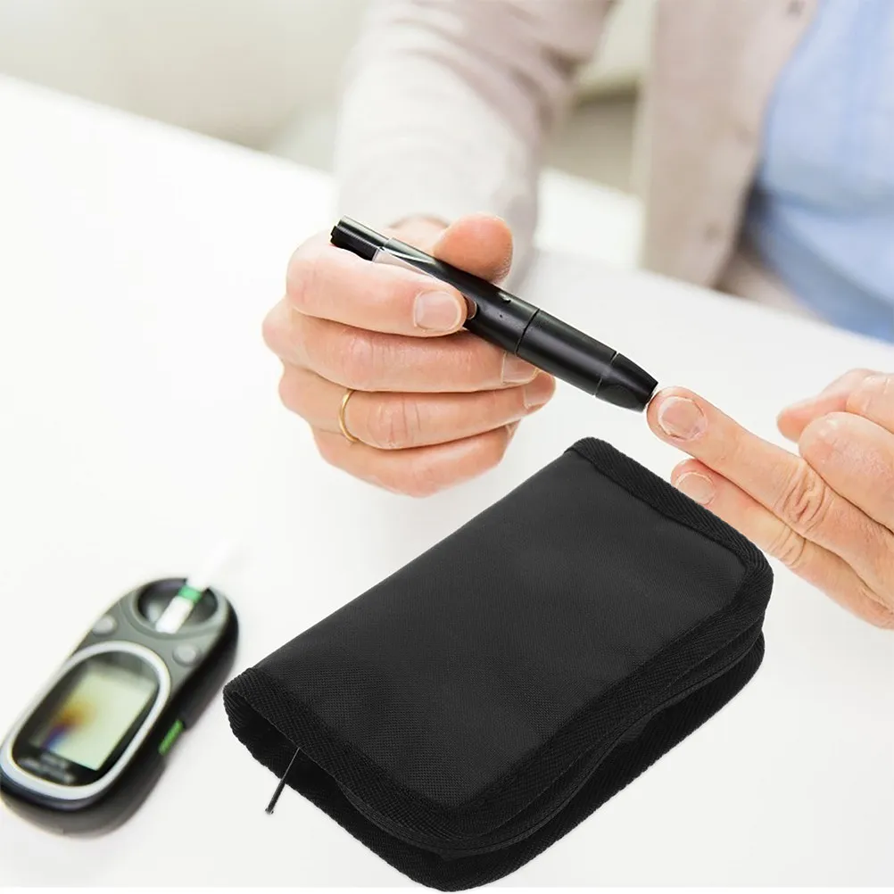 

2Pcs Blood Glucose Meter Bag Portable Medicine Supply Travel Case Mesh Pocket Hard Storage Organizer for Equipment