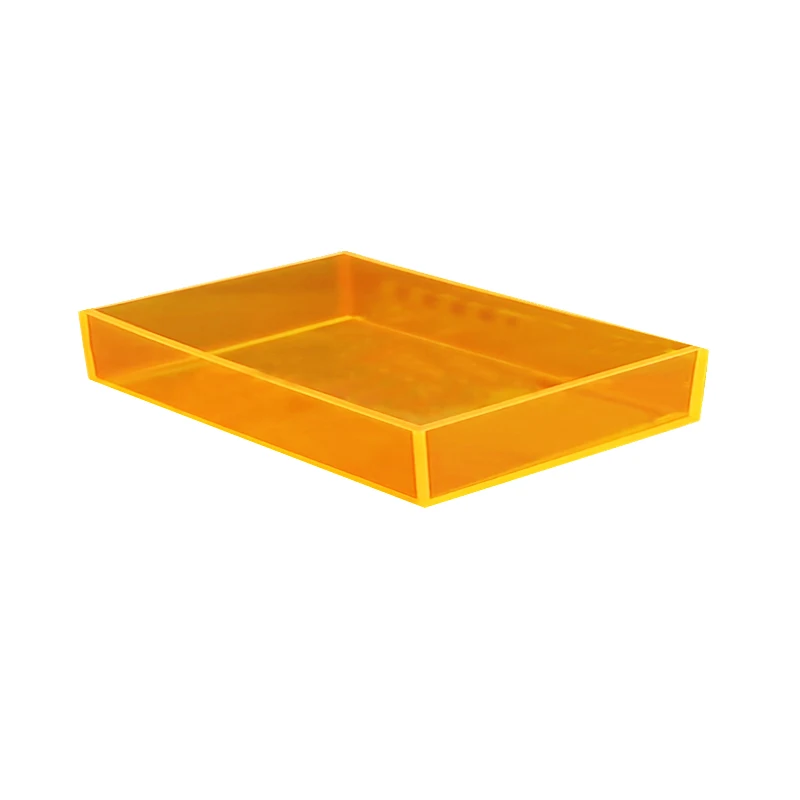 New Orange Acrylic Tray No Handle For Coffee Table Breakfast Tea Food Decorative Storage Tray 11.42x 8.27x1.65inch