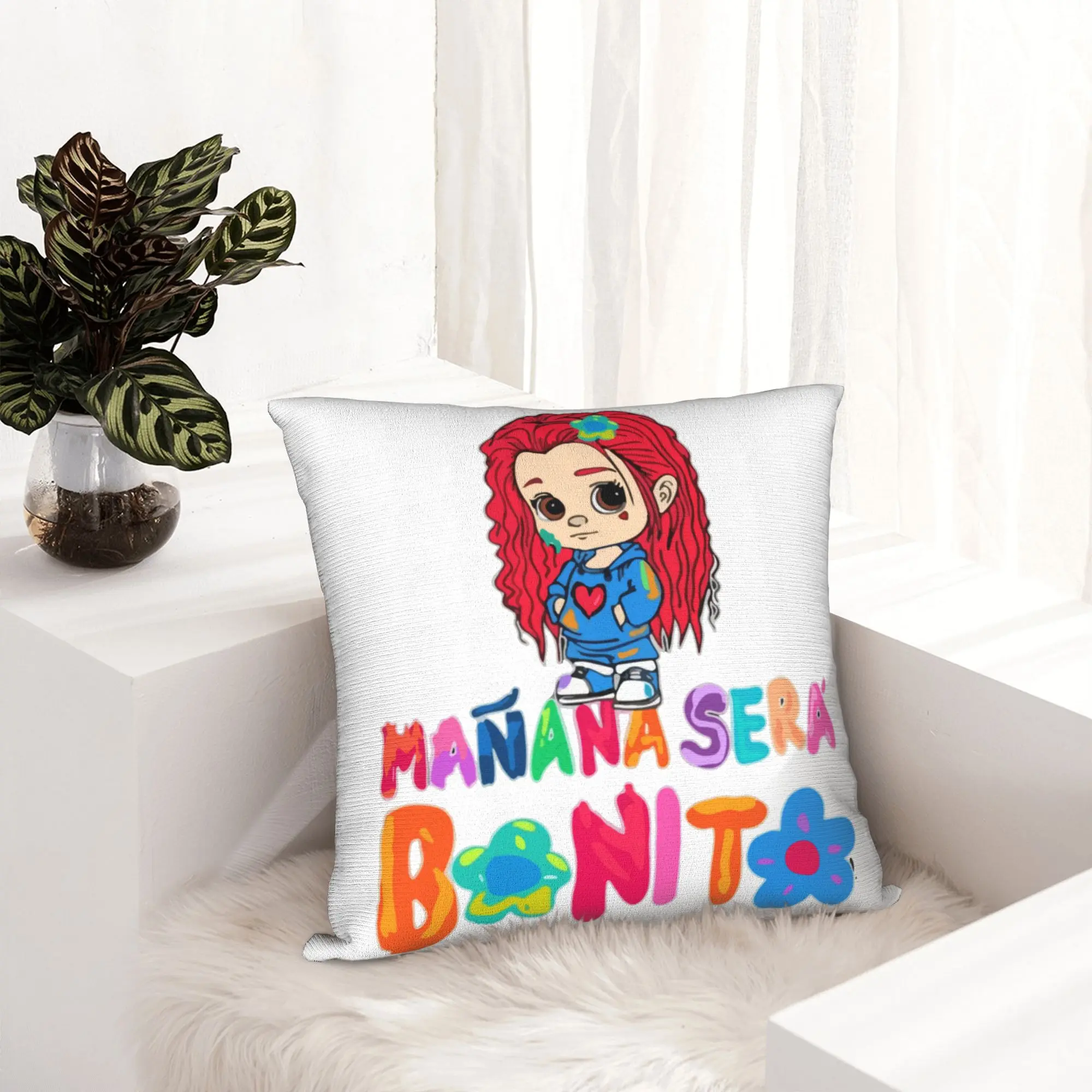Manana Sera Bonito Pillowcase Double-sided Printing Fabric Cushion Cover Decor Music Karol G Throw Pillow Case Cover Home Square