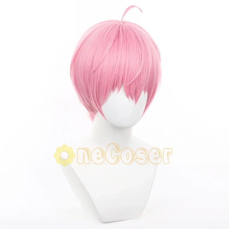 Li Tianchen Cosplay Wig Anime Link Click Pink Short Hair Li Tianxi Heat-resistant Fiber Hair Wig Cap Halloween Party Men