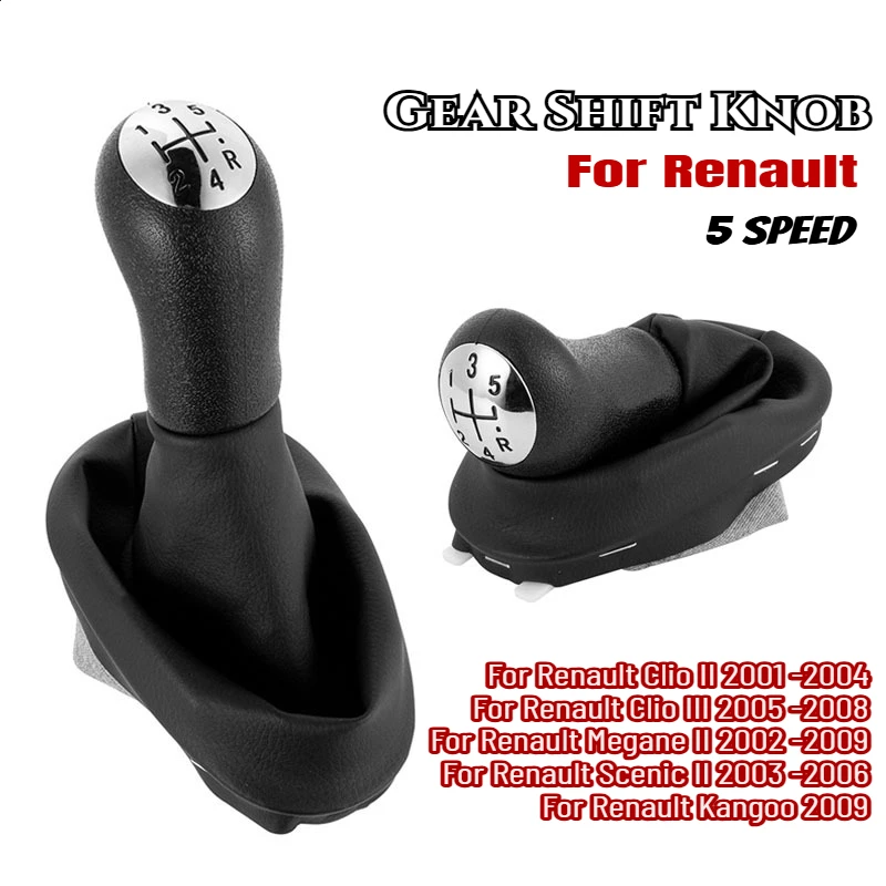 

5 Speed Car Shift Gear Knob with Lever Gaitor Boot Cover for Renault Clio 2 II Clio 3 III Megane 2 II Scenic 2 II Kangoo