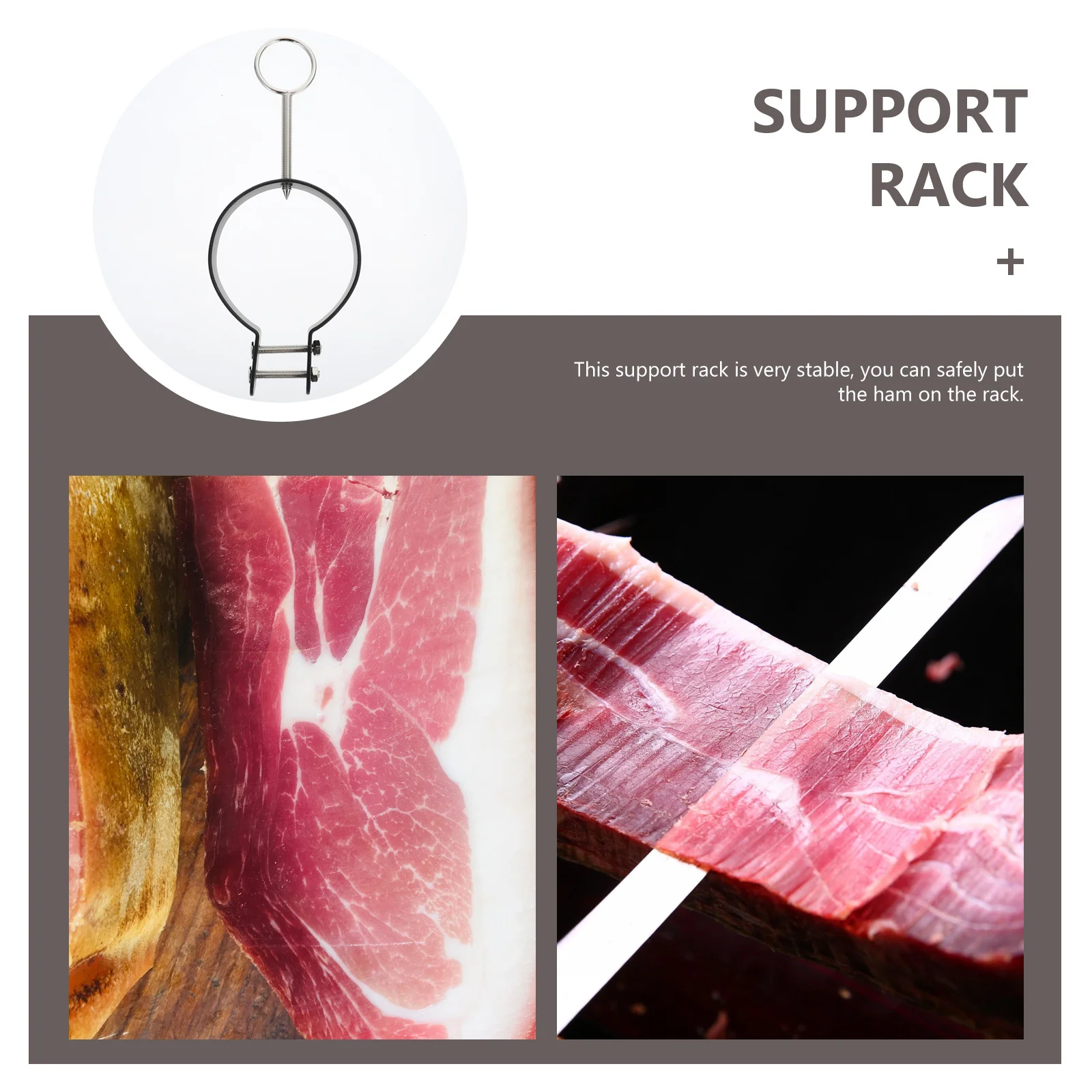 

1Pcs Ham Holder Heavy Duty Iron Build Simple Installation for Household Ham Storage Decorative Fixing Stand Storage Rack
