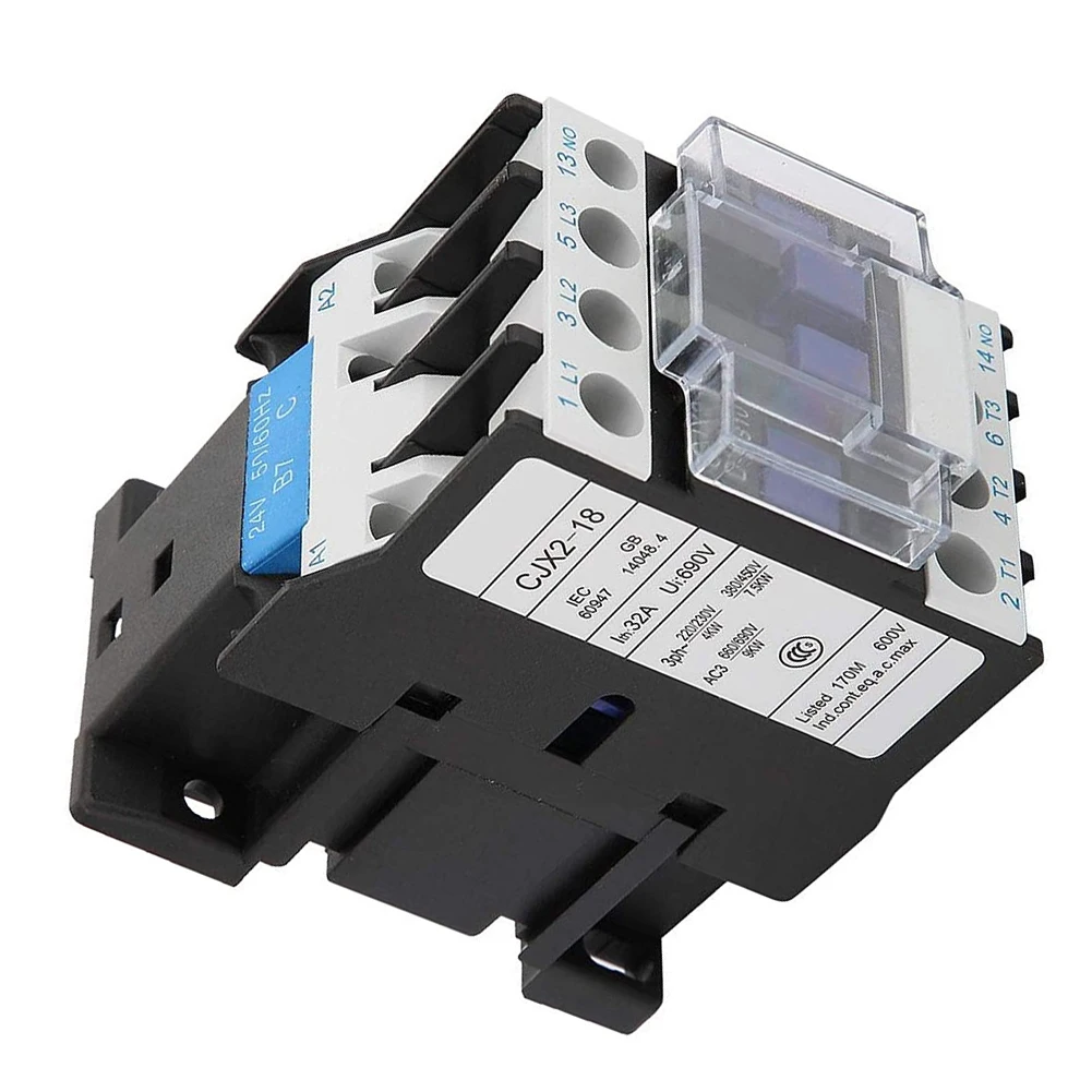 24V AC Power Contactor 32A 3Phase 1NO Motor Starter Relay with Silver Alloy Contact Material for Industrial Use