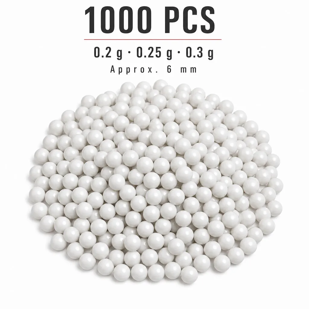 1000PCS 6mm POM Precision Ground Balls Smooth Solid Round Plastic Beads 0.2g 0.25g 0.3g White Spheres with Three Weight Options