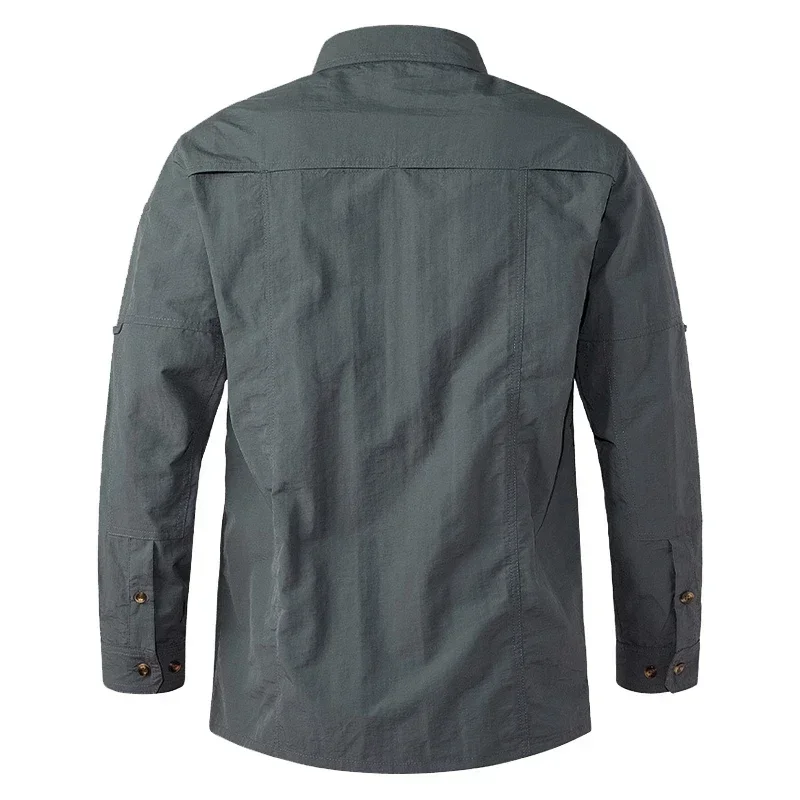 Chemise à manches longues à séchage rapide pour hommes, chemise de camping cargo, multi-poches, été, offre spéciale, SWAT, saut en plein air, qualité supérieure, 6XL